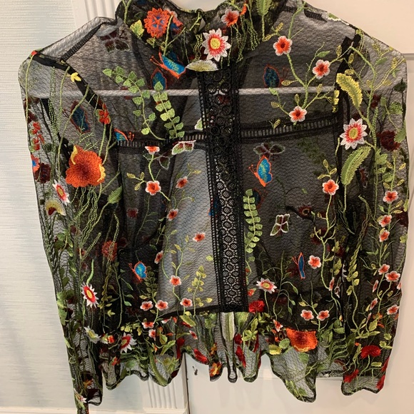 ASOS premium embroidered mesh blouse - Picture 2 of 16